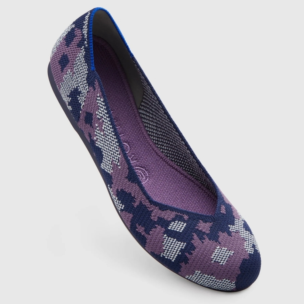 Rothy's Purple, Navy and White Knit Ballet Flat